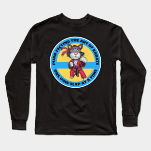 Cute Funny Karate Cat in Karate Suit Long Sleeve T-Shirt